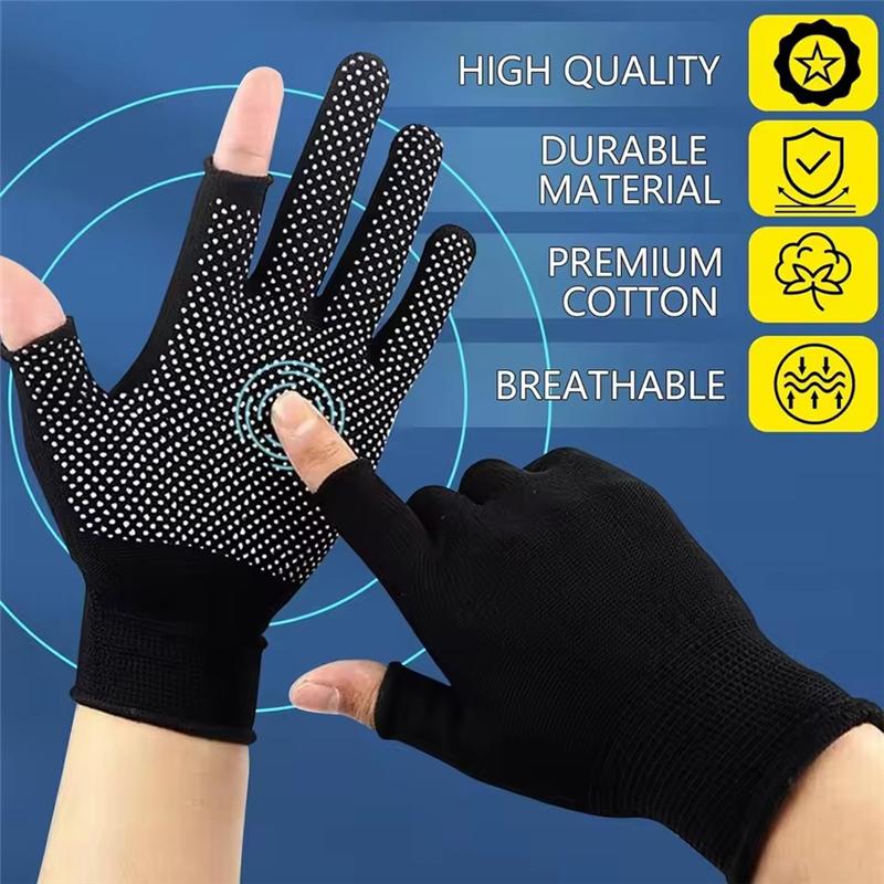 Men's and Women's Anti Slip Work Gloves Motorcycle Riding Sports Gloves Lightweight Breathable Exposed Two Finger Gloves