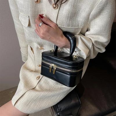 Luxury Design Sense Mini Crossbody Bag Korean Solid Wax Oil Leather High-end Texture Simple Small Square Bag