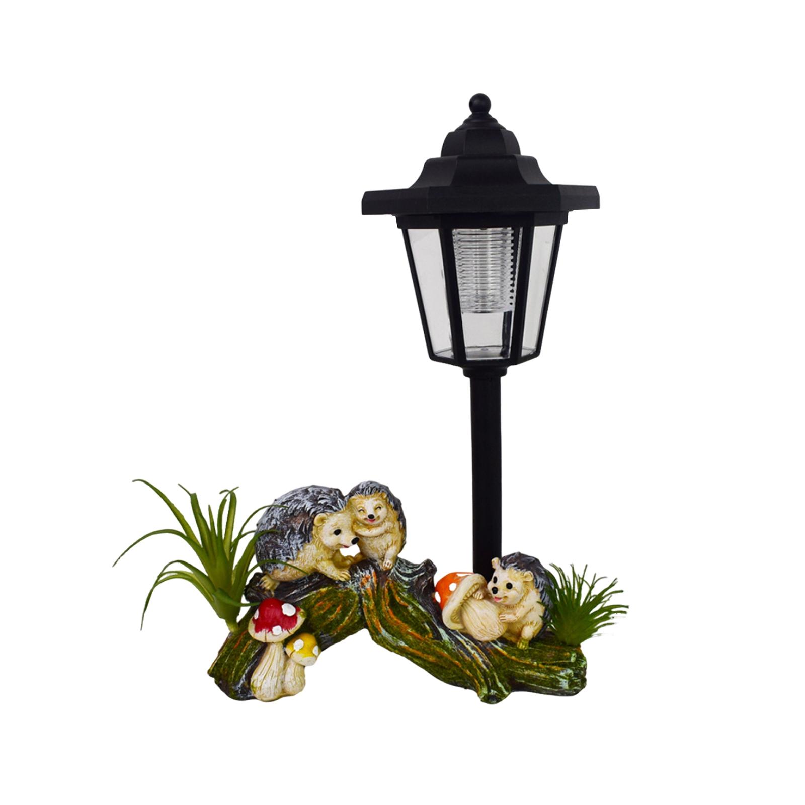 Outdoor Solar Hedgehog Figurine Landscape Light Resin Garden Lawn Decoration Waterproof Yard Pathway Lighting with Solar Panel One Size чёрный