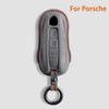 Für Porsche Panamera Cayenne 971 911 9YA Macan Boxster Spyder Carrera Cayman 970 981 991 3 Tasten Wildleder Auto Schlüsselhülle Schlüsselanhänger