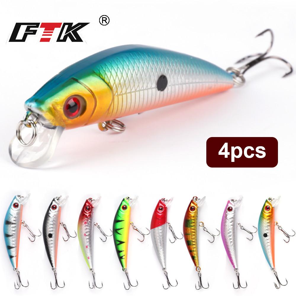 4pcs 69g0234 4colors 9cm354inch Ftk Wobbler Minnow Fishing Lure Bionic Bass Pike Bait
