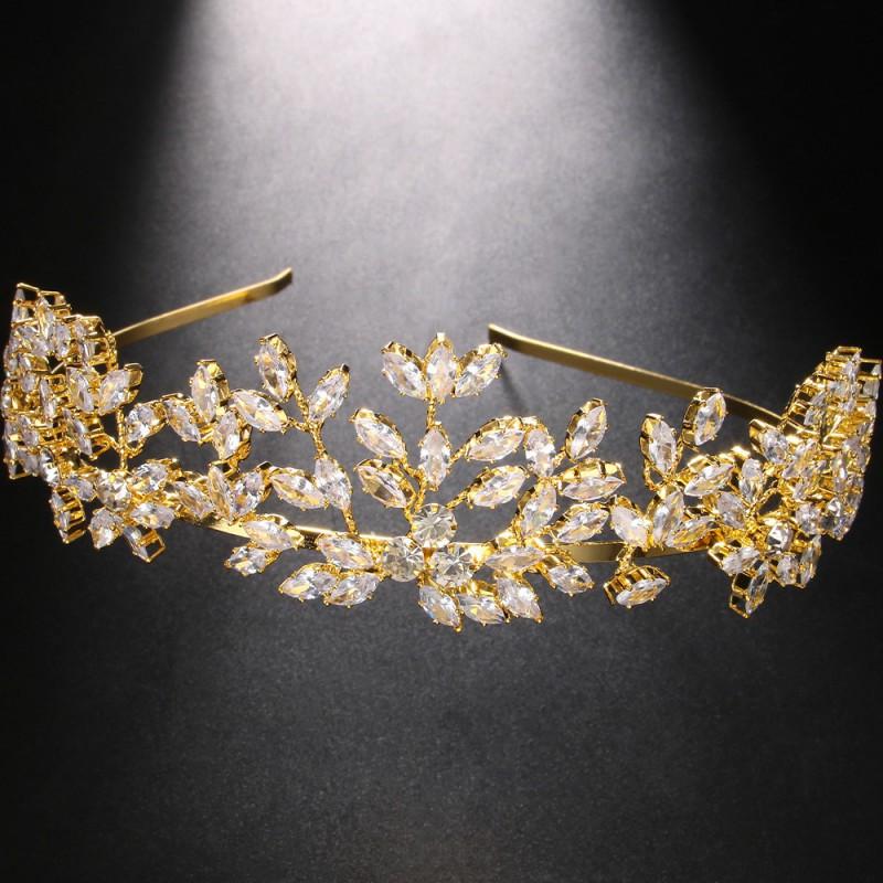 

Rhinestone Crown Temperament Bride Headwear Light Luxury Heavy Industry Wedding Dress Fashion Banquet Accessories золотистий