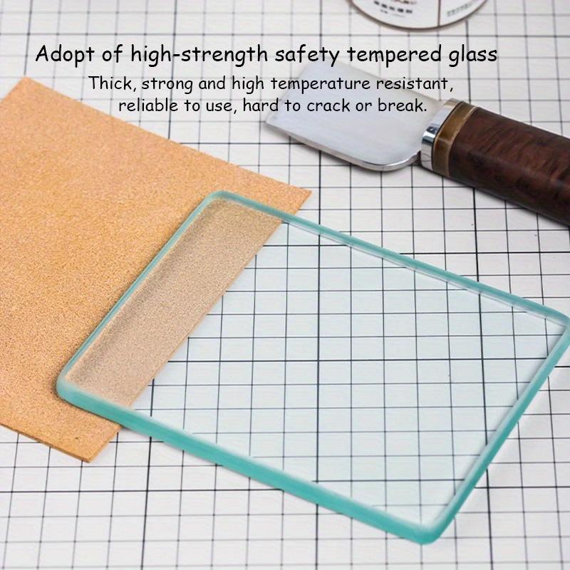 1pcs Leather Burnisher Craft Tools Clear Tempered Glass Slicker for Burnishing Polishing Board Leather Finish Gum Tool