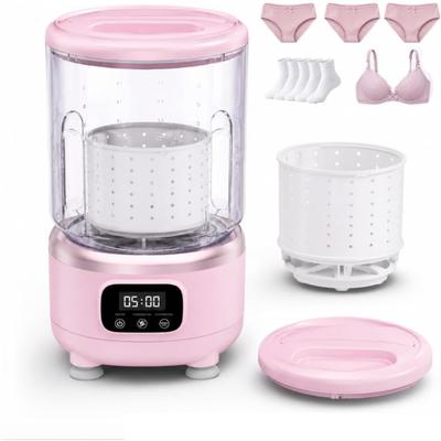 Mini-Waschmaschine für Unterwäsche, 2L tragbare Waschmaschine mit Schleuderkorb, wiederaufladbare schnurlose Wäschewaschmaschine für BHs, Socken, Babykleidung