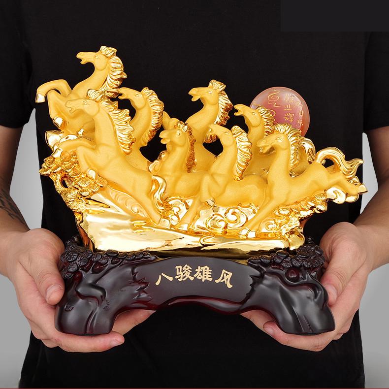 

Креативный стиль в китайском стиле, Счастливые восемь лошадей, Смола, Благоприятные подарки, Домашние поделки, Украшения для стола в гостиной, Статуэтка, Подарки на открытие