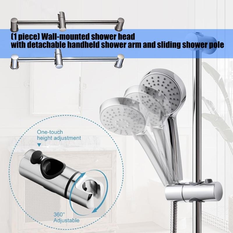 Wall Mounted Sliding Shower Poles Handheld Sprayer Bracket Included Adjustable Height Steel Easy Installs for Flexible Use