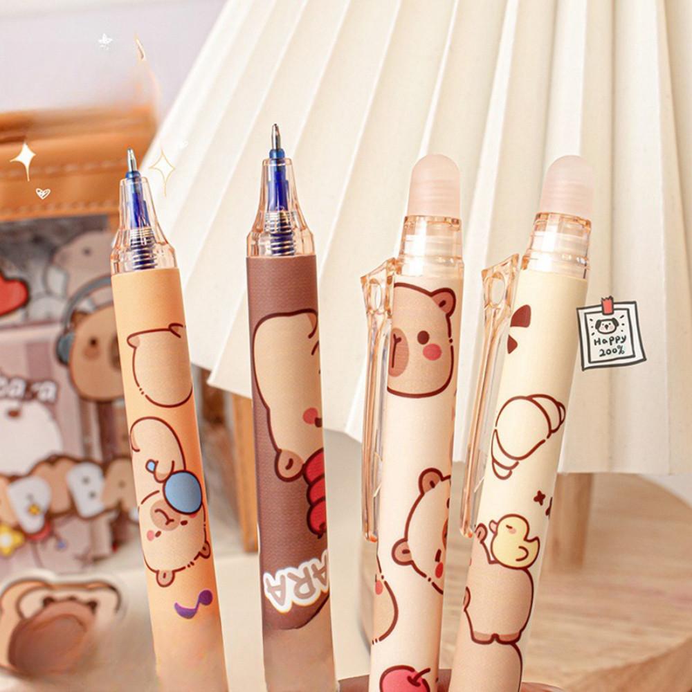 1 Piece Cute Erasable Pen Capybara Gel Pen Press Office Gift School Supplies Stationery Kawaii Funny Pen
