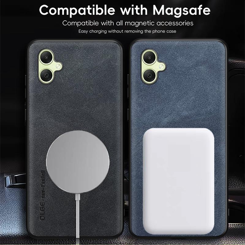 Classic Retro Leather Soft Case for IPhone 17 Air 16e 16 15 14 13 12 11 Pro Max Plus Magnetic Wireless Charging Back Matte Cover
