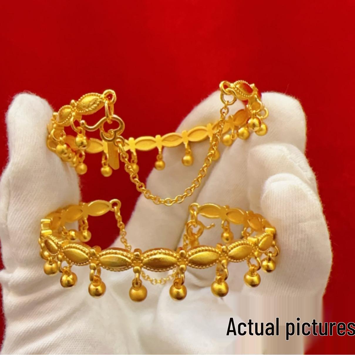 Богемный набор - кольцо и браслет, золотой - Регулируемая, позолоченная латунь, вьетнамский стиль