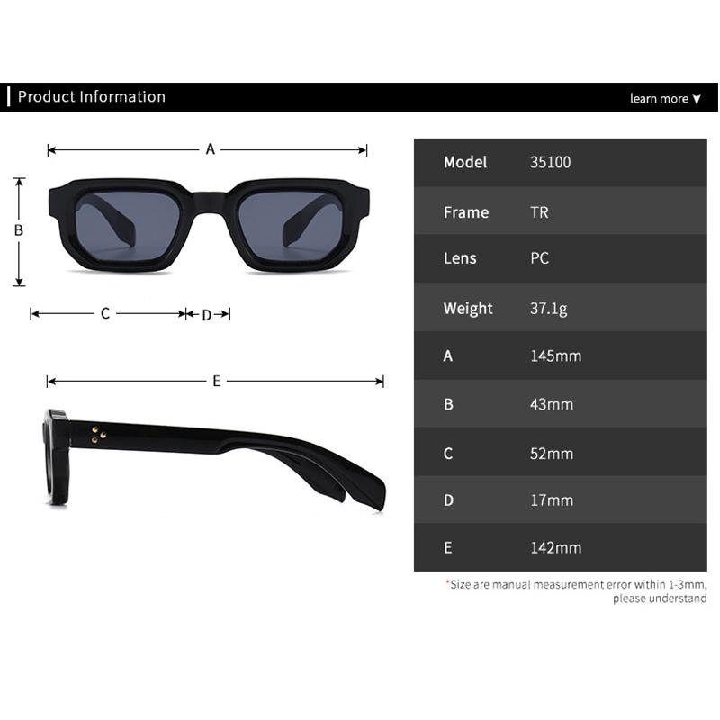 Lightweight Comfortable Durable High Quality High End Designer Style Trendy Retro Square Shaped Female Male Sun Glasses