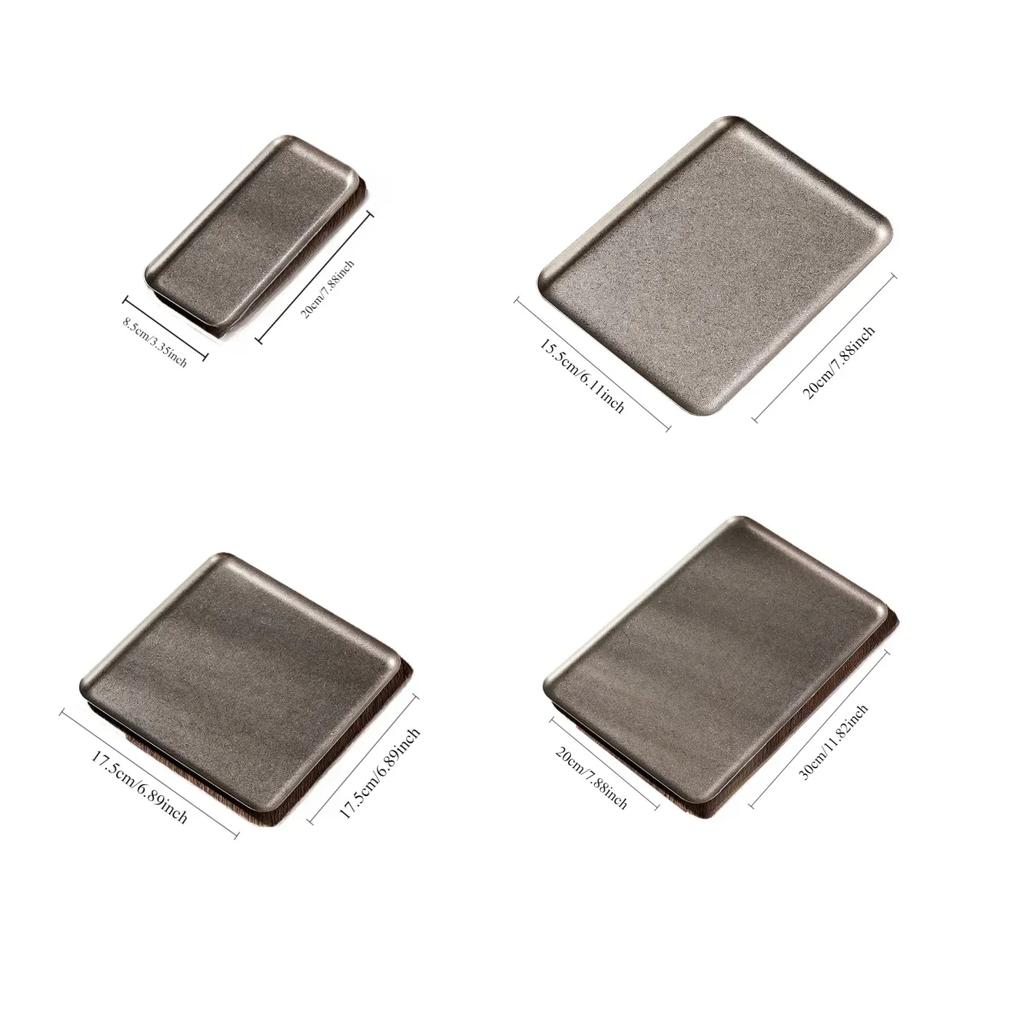 Steak Plate Stainless Steel BBQ Used Square Tray Steak Plate Restaurant Dessert Plate Roast Plate
