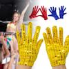 1 Pair Performance Gloves Shiny Sequin Soft Solid Color Warm Full Fingers Catch Attention Dress Up One Size Stage Show Gloves for Adult