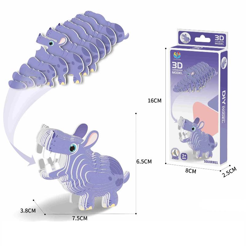 1 Set Kinder Lernspielzeug Montessori Lustiges DIY Manuelle Montage Dreidimensionales Modell Tier 3D Papierpuzzle Spielzeug für Jungen Mädchen