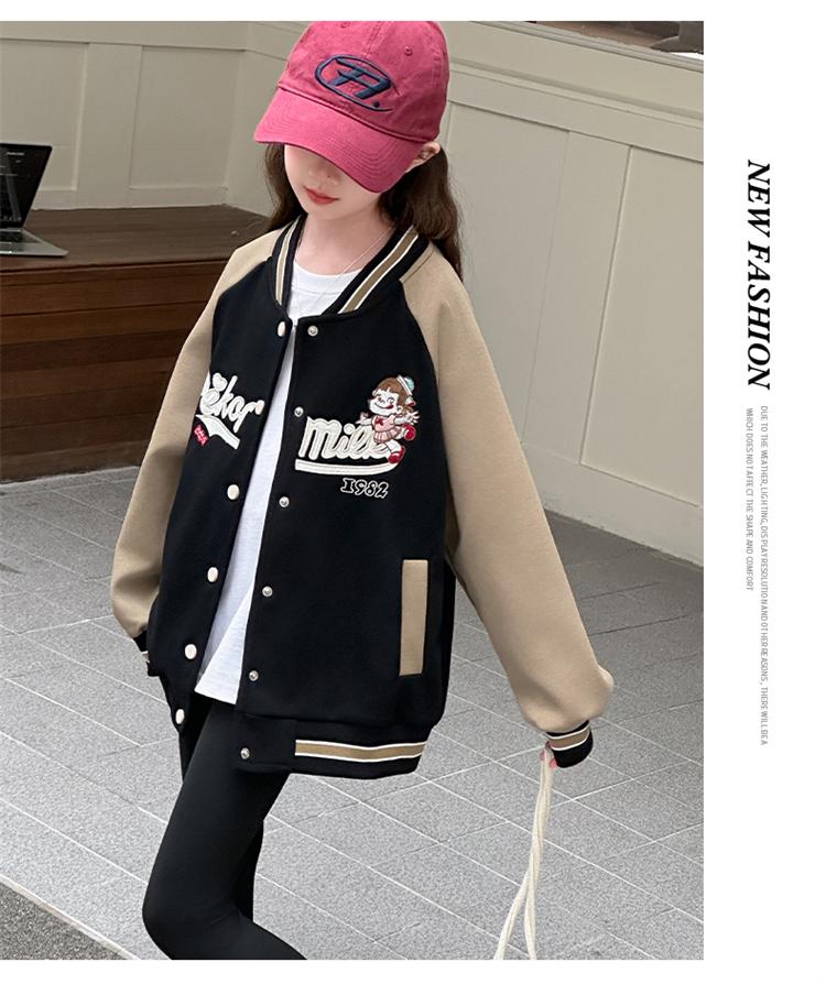 Girls' Spring and Autumn Western-Style Sports Baseball Jacket