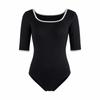 White Square Neck Mid-Sleeve Ballet Leotard Women Adult Dance Practice Modern Performance Stretchy Gymnastics Costume