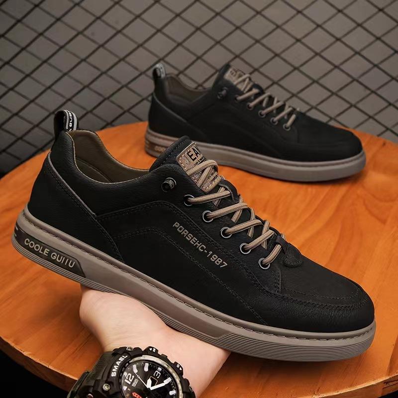 Men's shoes spring  new men's casual leather shoes trend versatile sports little white board shoes Korean version of men's trendy shoes