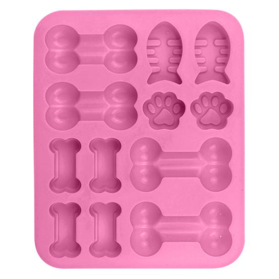2 Stück Silikonform 12 Mulden Knochen Fisch Katzenpfotenabdruck Antihaft