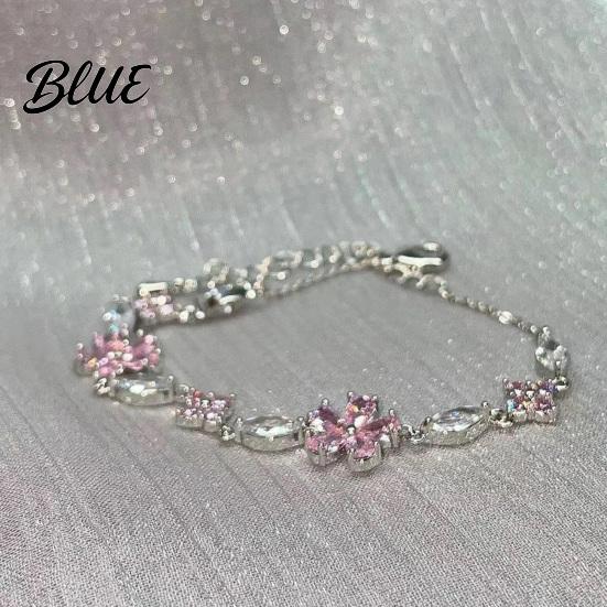 Non-fading Bracelet Women Shiny Rhinestones Inlaid Flower Comfortable Wear Shape