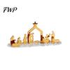 Christmas Tabletop Decorations Acrylic Ornament, Mirrored Golden Silhouette Scene, Decorative Living Room Table Decor Desktop Display for Holiday