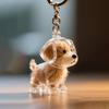 Cute Cartoon Dog Hair Storage Keychain Charm with Pompon Pendant