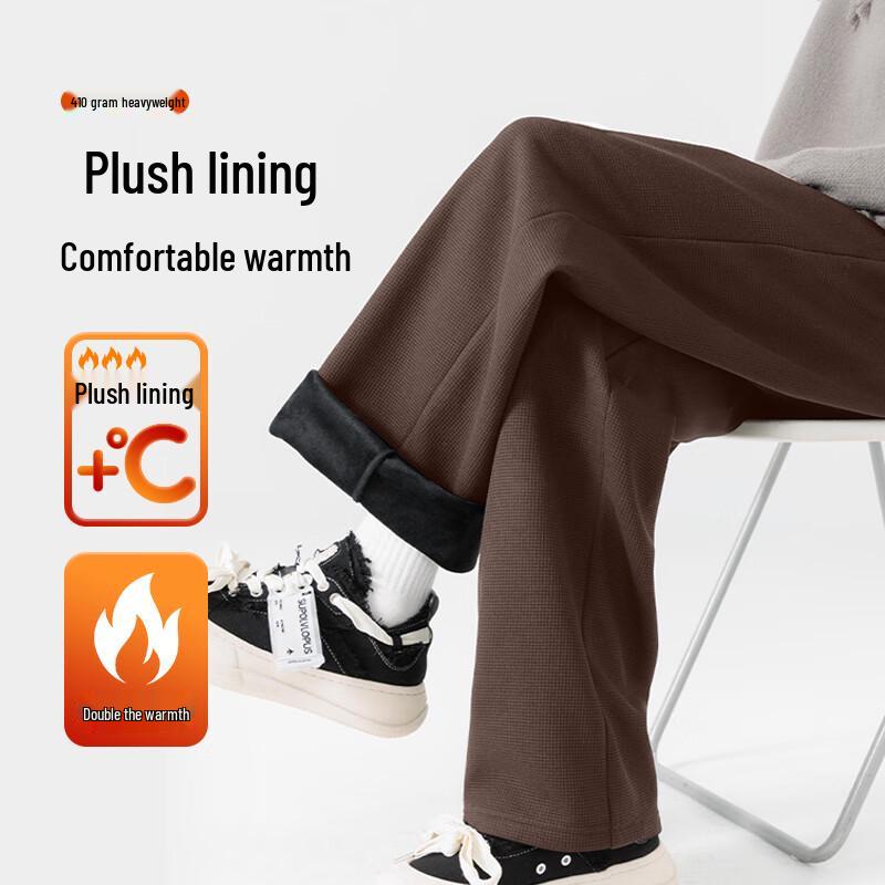 Baleno S&K Men's Fleece-Lined Heavy Waffle Wide-Leg Pants