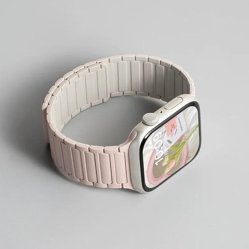 Silicone Strap for Apple Watch 46mm 42mm 49mm 45mm 41mm 44mm 40mm Magnetic Band for IWatch Ultra 2 Series 10 9 8 7 6 SE 5 4 3
