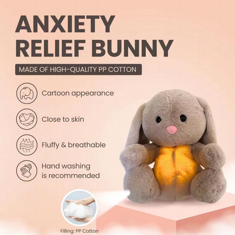 Atmender Hase Plüschpuppe Kuscheltier Friedliche Musik Spielzeug mit Lindert Spannungen und Angstzustände für Baby Hase Versöhnt Schlafenszeit