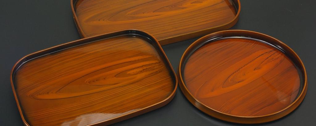 TATSU-CRAFT Pitatto Wood Grain Finish Tray, 36cm, with Non-Slip Surface, Brown, Teak Wood Grain, Stylish Non-Slip Plastic Tray, Available In Large