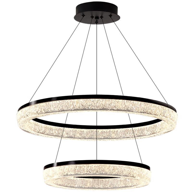 Modern Minimalist Black Double Ring LED Chandelier