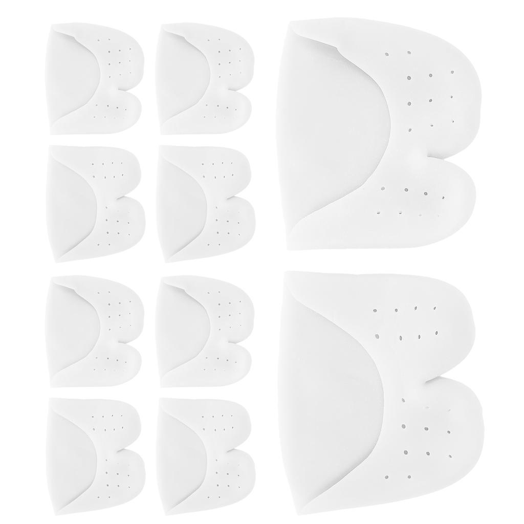 5Pairs Toe Cap Cover WShaped SEBS Forefoot Cushioning Pad Protector with Breathable Hole(White )
