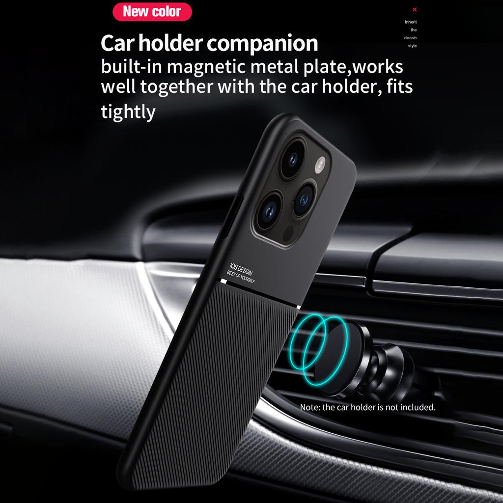 Ultra Thin Matte Leather Phone Cases For iPhone 17 Pro Max Air 14 15 Plus 13 12 Mini 11 16 Pro Magnetic Car Holder Protect Cover