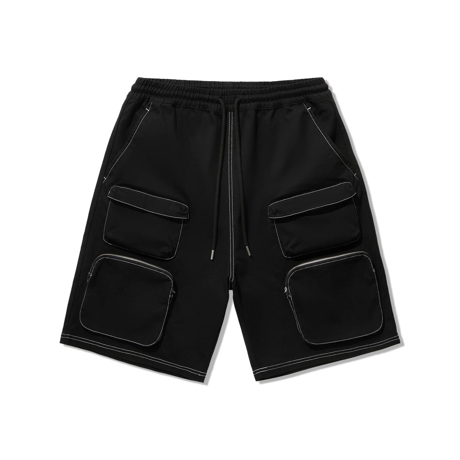 

Li-Ning Solid Color Mid-Waist Drawstring Versatile Breathable Loose Casual Shorts Men shorts Black AKSU157-1 S