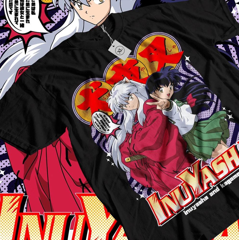 Anime Inuyasha Kagome Higurashi Sesshomaru Red Moon Black TShirt All Size S