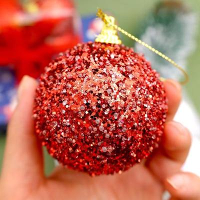 3Pcs 8cm Christmas Glitter Balls New Year DIY Xmas Tree Hanging Pendants Gold Sparkling Christmas Ball Ornaments