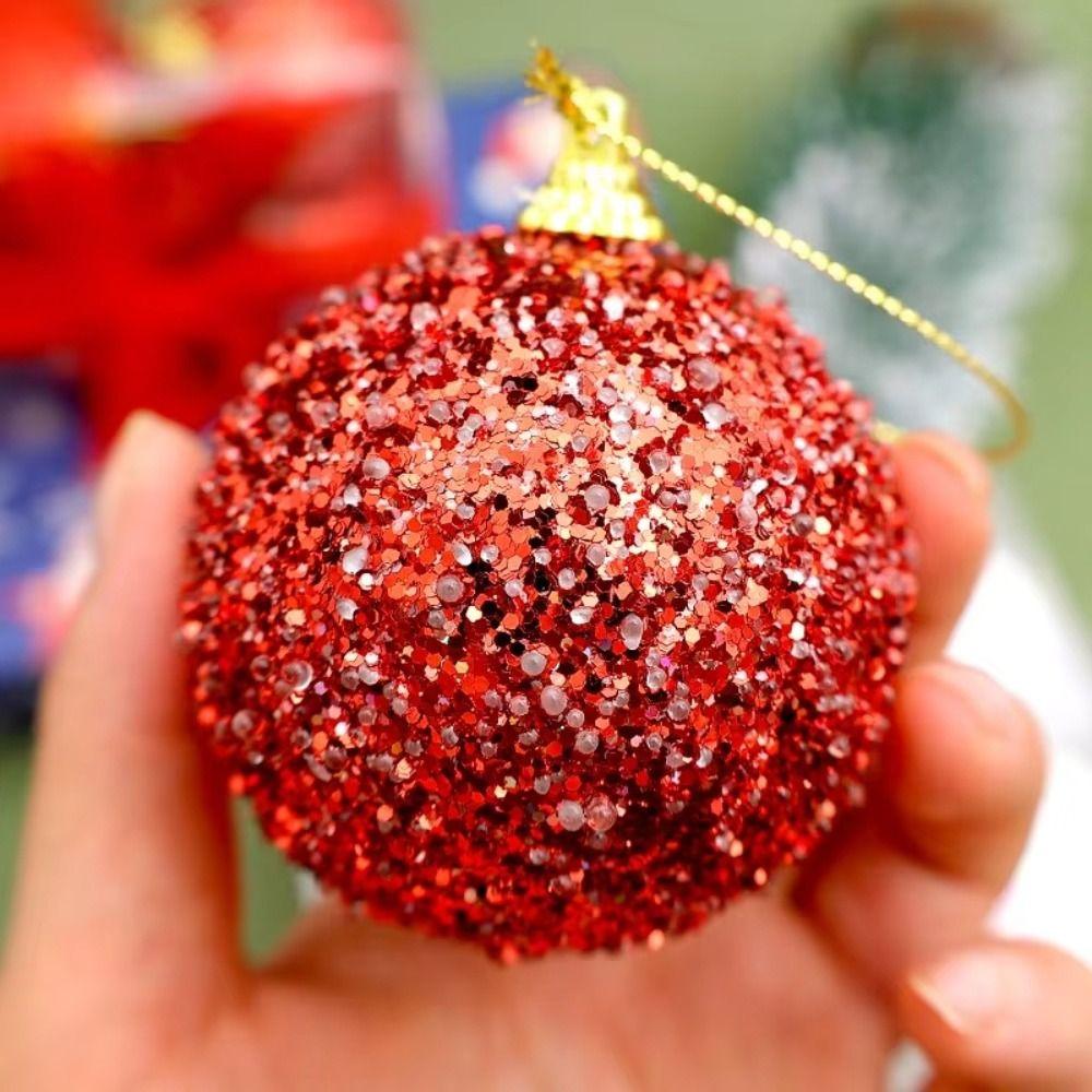 3 Stück 8cm Weihnachtsglitzerkugeln Neujahr DIY Weihnachtsbaum Hängeanhänger Gold Glitzernd Funkelnde Kugelanhänger Partyornamente