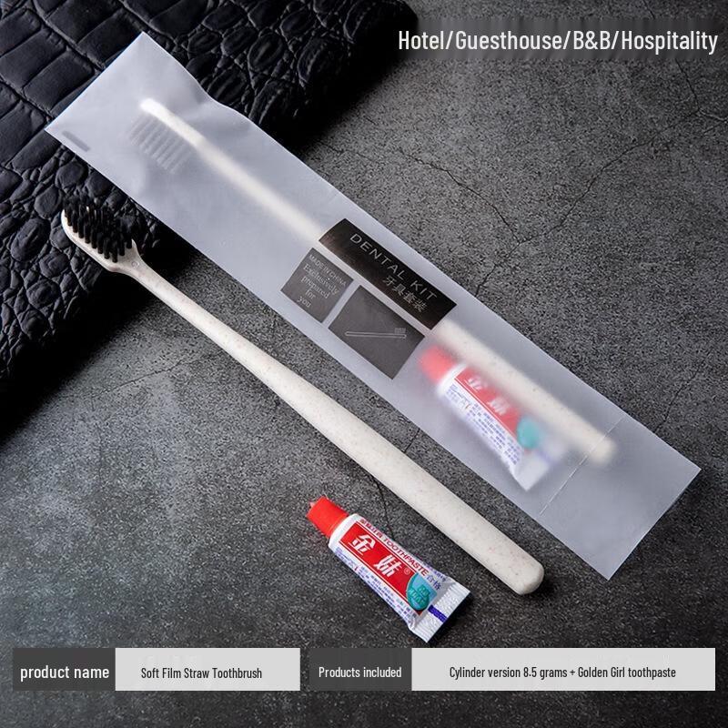 Gured Disposable Natural Straw Toothbrush & Toothpaste Set