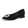 Single Shoes Women's New Rhinestone Temperament High Heels Pointed Head Shallow Mouth Versatile Thick Heel Large Size