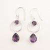 Pear Crown Chakra Amethyst Stone Sterling Silver Daughter Gift Dangling Earrings EE-140-5