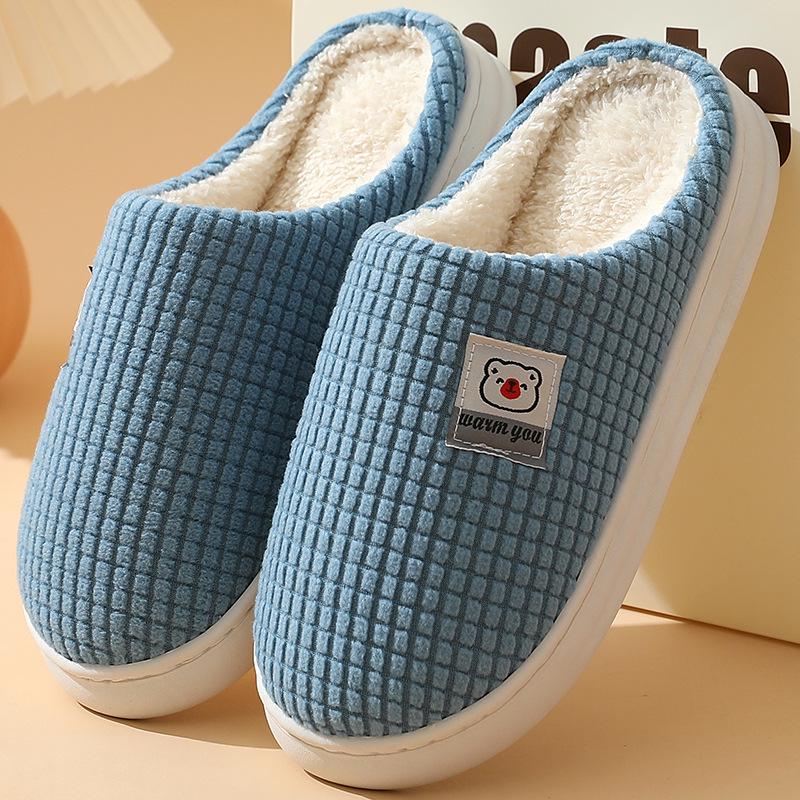 Winter Cotton Slippers for Men and Women: Non-Slip, Thick-Soled Home Slippers for Indoors