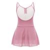 Girls Ballet Dance Dress Ruched Backless V Neck Suspenders Solid Color Exam Costume