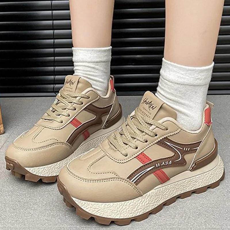 Women's Thick-soled Sneakers Fashion Winter SyfIyno New Thick-soled Women's Casual Walking Non-slip Low-top Sports Shoes