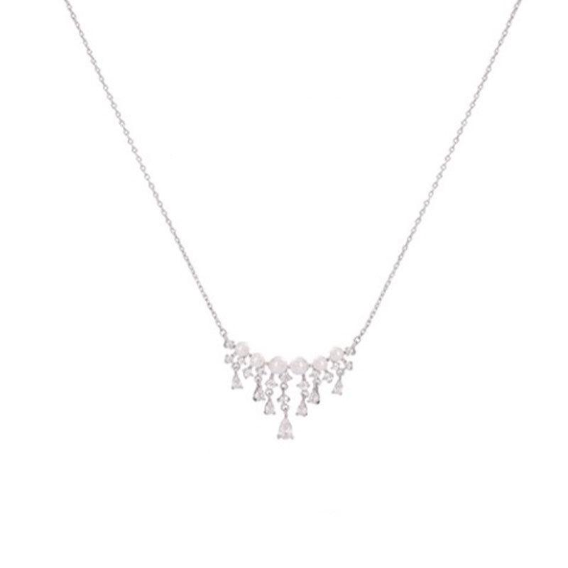 Perlenquastenkette, Leichter Luxus, Nischen-Wassertropfen-Accessoires, Mit Diamanten besetzte Schlüsselbeinkette, Damen High-End-Feeling