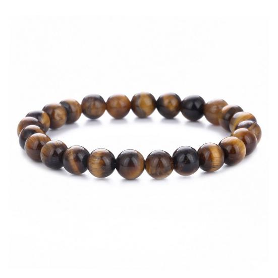 4Pcs/Set Couple Bracelet Assorted 8mm Round Beads Natural Stones Elastic Stress Relief Men Women Tiger Eye Bracelet Fashion Jewelry