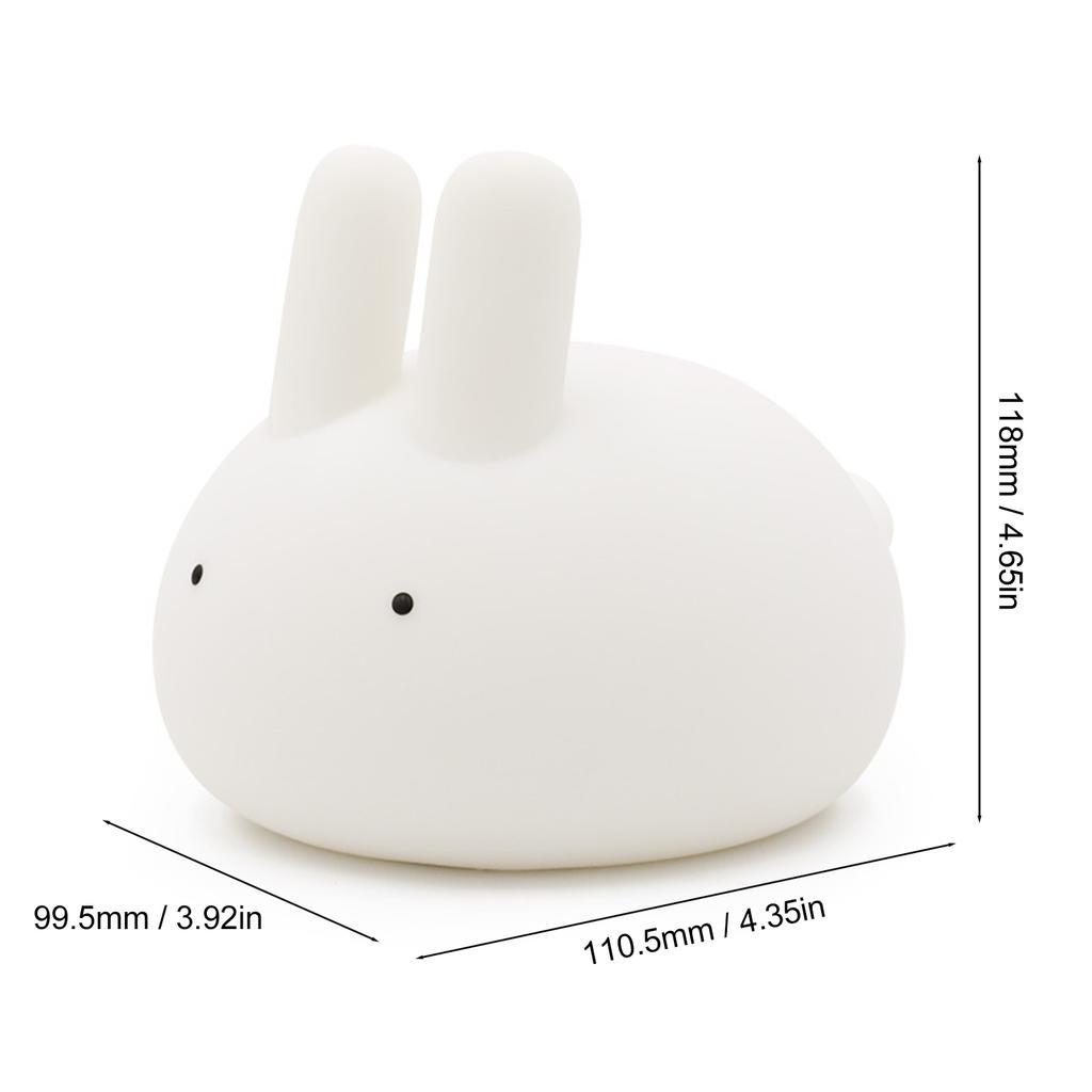 Cute Rabbit Night Light Silicone Bunny Tabletop Lamp 2700K Warm Light with Timing Bedroom Decor
