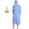 Men's Christmas Pajama Set Striped Sleep Dress Robe with Matching Hat and Candle Holder