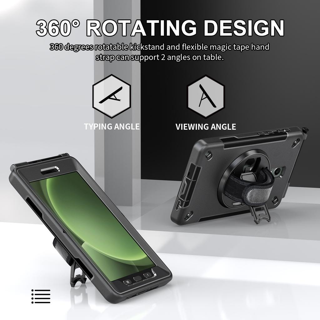 Für Samsung Galaxy Tab Active 3/Active5 X306B Hülle Ständer PC+TPU Tablet-Hülle mit Stifthalterung, Schultergurt