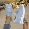Ladies Four-Season Mesh Platform Shoes Bling Triangle Rhinestone Soft Rubber Sole Casual Daily Sneakers