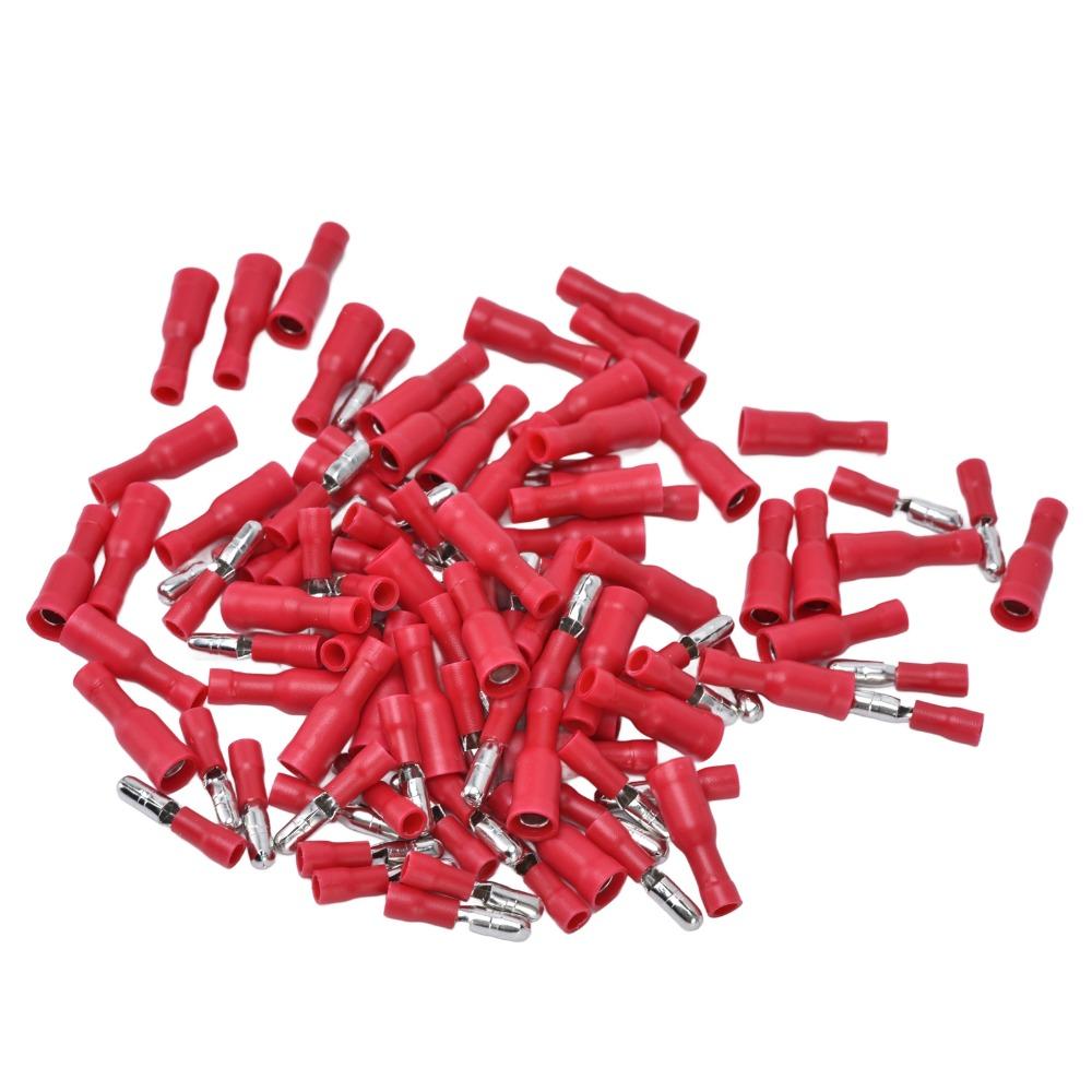 50 Pairs Red Male Female Connectors 22-16 AWG Wire Crimp Connectors Audio Wiring