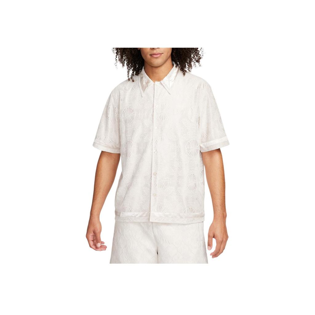 Nike SS24 DNA Knitted Jacquard Pattern Loose Sports Soft Comfortable Button-Down Polo Shirt Men Shirts Light-Brown FN2683-104