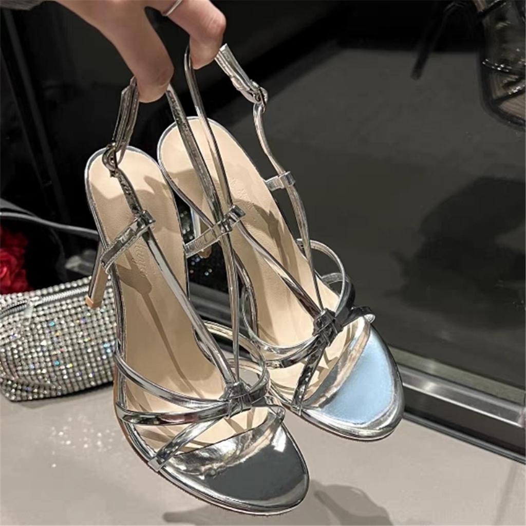 Gold high heels women's summer new one-word strap stiletto sexy temperament socialite style women's strap sandals